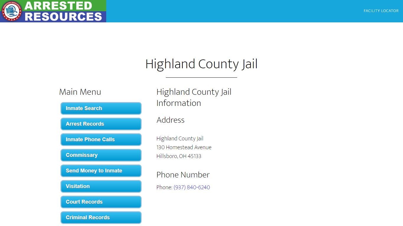 Highland County Jail - Inmate Search - Hillsboro, OH